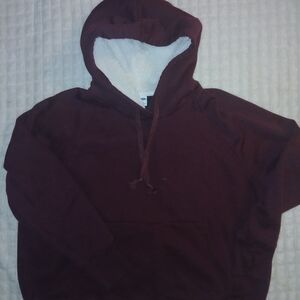 Old Navy Maroon Hoodie with Cream Sherpa. NWOT Sz XL